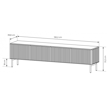 Duza szafka pod telewizor kaszmir 195 cm 4-drzwiowa MIGEL